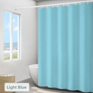 Solid Color Water-Resistant Anti-Mildew Punch-Free Shower Curtain