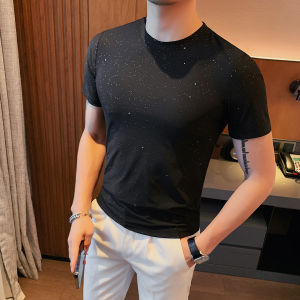 Ice Silk Short Sleeve T-Shirt Mens Summer Thin Comfortable Breathable Cool Casual round Neck Slim Fit High-End Feeling Body Shirt