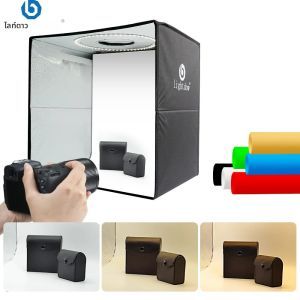 ชุดกล่องถ่ายภาพสตูดิโอ Lightdow พร้อมไฟวงแหวนพับได้ขนาด 25.4 ซม. ความสว่างสูง 96 CRI พร้อมฉากหลัง 6 สี พกพาสะดวก