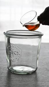 WECK ขวดแก้วพร้อมฝาไม้ 580 ml สุดยอดและเป็นวิธีการการกำไรยาชุ่น (WE-742WL/L)