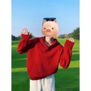 YUEZHONGWEI | Clay Blue Soft Loose Hooded Sweater