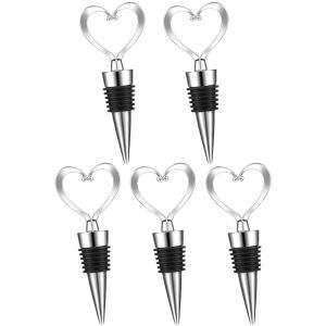 10pcs Silver Heart Wine Bottle Stopper Reusable Rubber Plug Suitable for Wine Champagne Beer Holiday Party Wedding Decorations