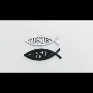 Biểu Tượng Cá Kim Loại 3D Biểu Tượng Chúa Giê-su Bóng Loáng Decal Tự Dính Có Thể Tái Sử Dụng Trang Trí Ngoại Thất Cho Thân Xe & Kim Loại