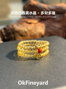 Natural Yellow Crystal Wealth Attracting Ring for Women OkFineyard Fashionable Jewelry Symbol Design Non-Adjustable Ring
