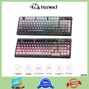 FreeWolf M96 Wireless Keyboard with ScreenGaming Keyboard Bluetooth Dual-Mode ConnectionMulti-Device LinkingErgonomic