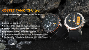 Original KOSPET T3 Ultra Smart Watches for Men GPS 1.46" AMOLED 100M Waterproof Rugged Military Bluetooth Call Answer/Dial Sport Fitness Tracker 60 Days Battery Life Watches for Android iPhone