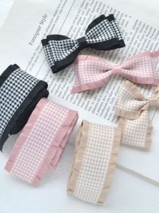 4cm Houndstooth Skirt Double-Sided Ribbon Handmade Hair Accessories Headdress Material DIY Ornament Accessories Homemade Bows