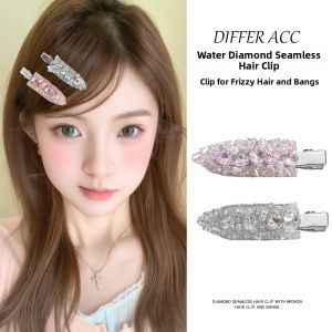 Elegant Water Diamond Hair Clip Womens Side Duckbill Clip No Trace Hair Accessories Stylish Hairpins Fashionable Hairgrips