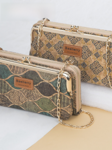 Long Wallet Womens Crossbody Phone Bag Summer Fashion Wooden Texture Multi-Function Horizontal Chain Mini Zipper PU Leather