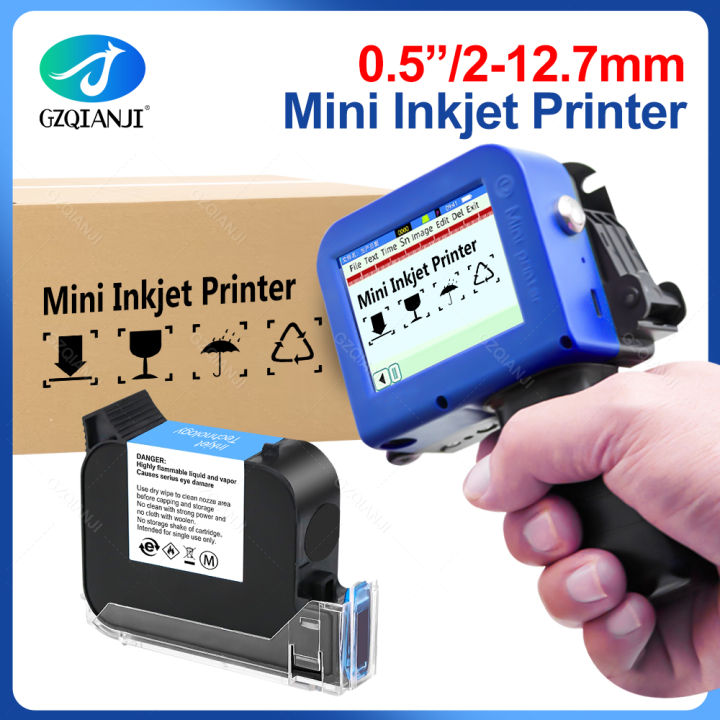 Mini Inkjet Coder 2-12.7mm Portable Handheld Mini Inkjet Printer Text QR Barcode Image ...