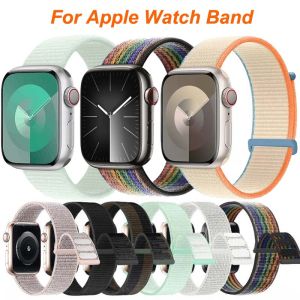New Nylon Loop Strap For Apple Watch Band Ultra 2 49mm 44mm 40mm 45mm 42mm 38mm 41mm Sport Bracelet iWatch Series 9 8 SE 7 6 5