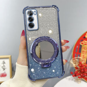 Oppo Reno12 pro Womens Style Silicone Phone Case with Mirror Anti-Fall Protection Creative Fashionable Eco-Friendly Design