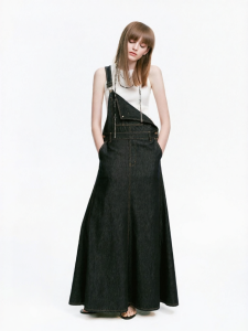MO&Co. | Denim Pinafore Dress A-Line Mid-to-Low Waist