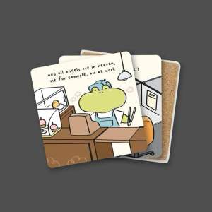ByJolyn Adorable Ceramic Coasters 10x10cm Super Absorbent Diatomite Cork Base Protects Surfaces from Spills Ideal for Home Decor