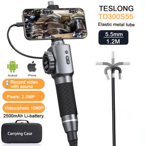 TESLONG TD300S 5.5mm Two-way 210°Articulating Borescope Camera for Android Ios Tablet Endoscope Recording video with sound 2.0MP