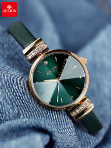 Julius | Đồng Hồ Đàn Ông Vintage Mỏng Màu Xanh Chống Nước