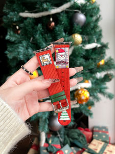 [Christmas Elements] Suitable for Apple Watch S10 Strap Girls Fall and Winter New Arrival S9 Fancy Smart Sports Watch Watch Band Iwatch2/5/6/4 Wrist Strap Female Creative Cute Elk