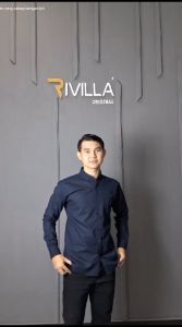 Kemeja pria premium lengan panjang basic polos bahan katun cigaret varian NAVY  terlaris super jumbo M//XXXL by QG.fsn