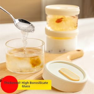 High Borosilicate Glass Sealable Container Silicone Lid Cooking Utensils Durable Cylindrical Storage Jar for Soup And Nests