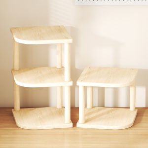 Solid Wood Multi-Layer Desktop Bookshelf Kitchen Office Desk Computer Table Corner Storage Organizer Rack Modern Simple Style