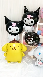 Balon FOIL Ulang Tahun Anak Cewek Melodi Kuromi Hiasan Ultah Jumbo Bulat