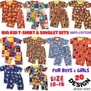 Playset Budak Besar Lelaki Dan Perempuan Size 10-16 Big Kids Clothing Sets Boys T-shirt Girls Shorts  T-shirt Budak