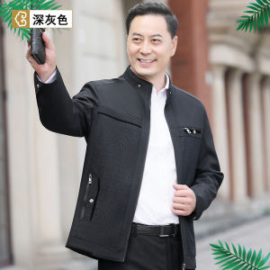 Áo Khoác Nam Xuân Thu Thường Ngày Áo Khoác Cardigan Áo Khoác Nam Trung Niên Bộ Đồ Xuân Cho Ông Ngoại Áo Khoác Polyester