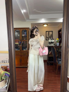 XUECAIQI | Slimming and Youthful Appearance Short Sleeve Wide Leg Pants Set