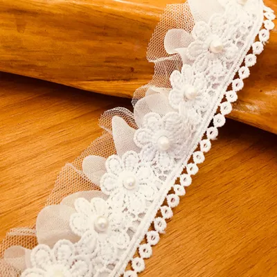 Vải Ren Viền Thắt Nút Bướm Hai Lớp Rộng Vải Thắt Nút Bướm Thủ Công DIY Vải Gấp Cho Váy Trẻ Em Phụ Kiện May Vá