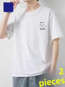 ROMON | Lomond Mens Round Neck Short Sleeve T-Shirt Summer Thin Pure Cotton Loose Elastic Casual Top Ice Silk Youth Fashion Cotton 100%