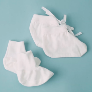 Cotton Central™ (3 Pairs) Booties With String Newborn Infant baby 100% USA Cotton