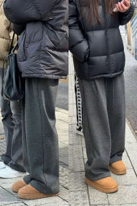 Thickened Fleece Wide Leg Pants Women Autumn Winter Loose Slimming Comfortable Short plus Size Pear Shape Body Casual Trousers