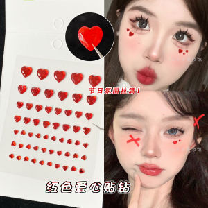 Red Heart Diamond Stickers Nail Art Decorations Facial Makeup Diamond Decorations Eye Makeup Stick on Sparkling Large Sequins