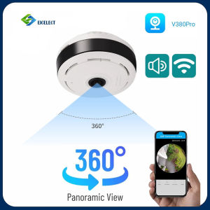 NICELECT V380 Pro 2MP WIFI 360 Degree Camera Panoramic Fisheye Lens CCTV Smart Home Indoor Wireless Camera Security Protection