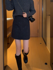 MANMI | Chân Váy Mini Tweed Lấp Lánh Elegent Đai Cao Slimming