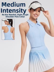 Polo Neck Zip Sleeveless Sports Top