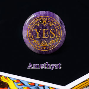 25mm Natural Crystal Yes No Decision Stone Both Sides Engraved Choice Stone Quick Divination Stone to Reduce Inner Conflict T