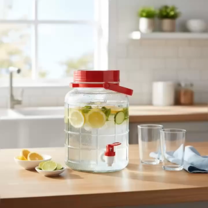 Bình Thủy Tinh 3 Lít Có Vòi QX3LV - Bình Đựng Nước Detox Bình Ngâm Rượu Thủy Tinh Dày Dặn Có Tay Cầm