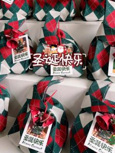 Christmas Eve Knitted Apple Packaging Box Large Gift Bag Childrens Gift Handbag Polyester Material Macaron Trend Handheld