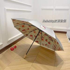 Hellokitty Automatic Umbrella Titanium Silver Black Glue Sun Rain Dual Purpose Cute Kt Compact Sunscreen Womens Home Daily Use