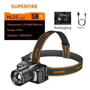 SUPERFIRE | Zoomable Super Bright Rechargeable Headlamp Fishing Night Outdoor