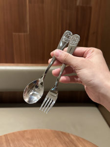 Adorable Cartoon Bear Stainless Steel 304 Fork And Spoon Dinnerware Set Western Dining Fruit Fork Eating Spoon Made in China