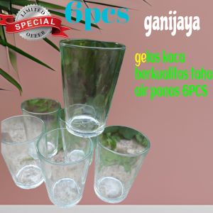 6PCS GELAS KACA POLOS/gelas bening/gelas kopi