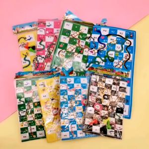 Portable Board Games Paper Snake Ladder Flying Chess Set Family Party Games Toys 蛇棋 Catur Ular
