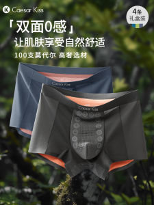 CaesarKiss Mens Ice Silk Boxer Shorts Breathable Moisture Wicking Antibacterial Modal Comfortable Underwear for Youth