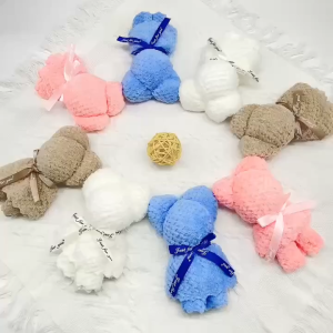 1PCS Cute Bear Folded Towel Hand Face Towel Plain Color With Self-adhesive Bag Birthday Gift Souveni