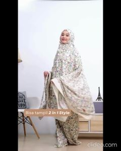 Maysaron Mukenah Dewasa Sahnaz Motif Bunga Mukena Traveling Bahan Rayon Premium