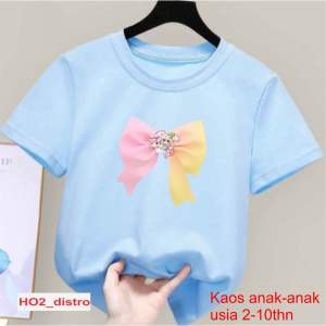 Kaos oblong pita anak perempuan ideal usia 2-10thn atasan lengan pendek anak cewek