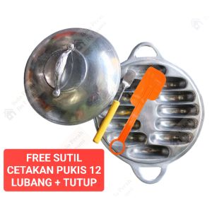 FREE SOTIL SOLET Cetakan Pukis Isi 12 Plus Tutup / Cetakan Pukis Tebal Murah / Cetakan Gandos Serbaguna / Cetakan Kue Bandros / Cetakan Kue