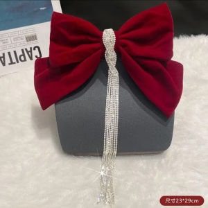 Large Size Spring Clip Red Butterfly Knot Velvet New Year Bride Half Updo Hair Clip Fashionable Korean Style Hair Accessories
